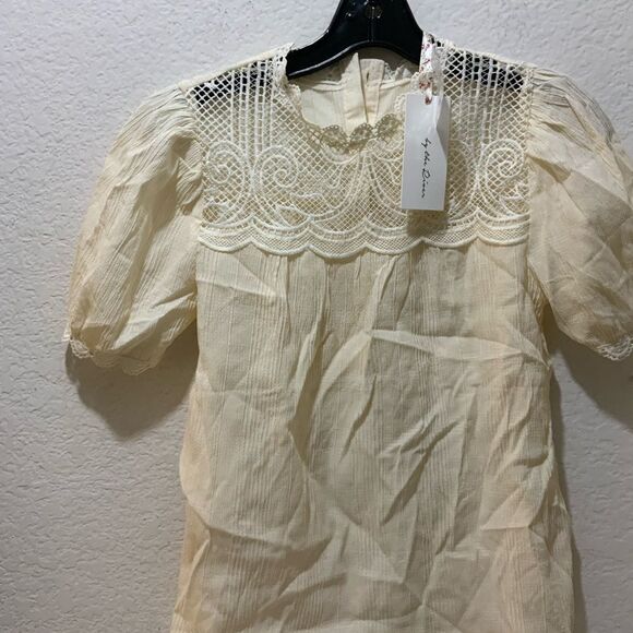 By the river Embroidered Blouse Top puff Sleeve NWT - Picture 2 of 10
